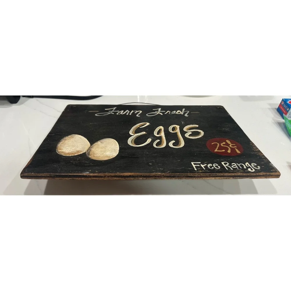Rustic Hand Painted Wooden Farm Fresh Eggs Sign 25 Cents Free Range CountryDecor
